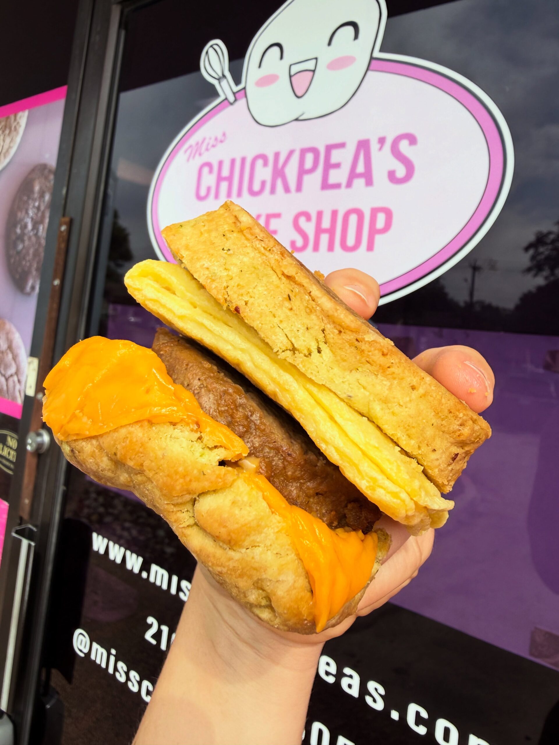 Close-up of a breakfast biscuit
